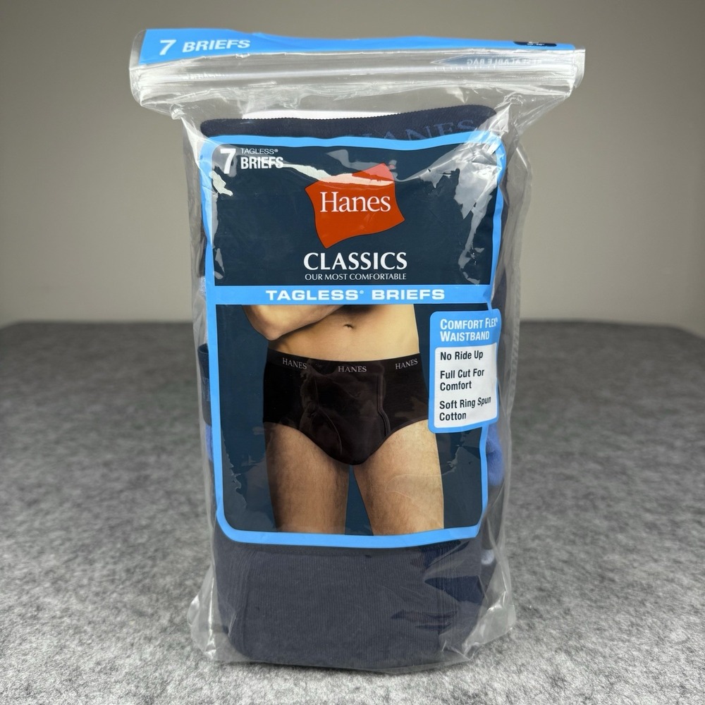 NEW HANES 7 tagless BRIEFS SZ L waist 36-38" MEN Soft & Breathable Comfort 3722